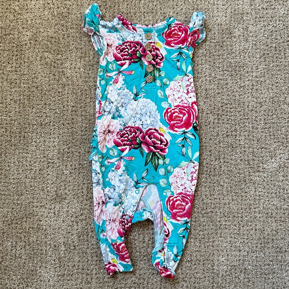 Posh Peanut Ruffled Short Sleeve Romper